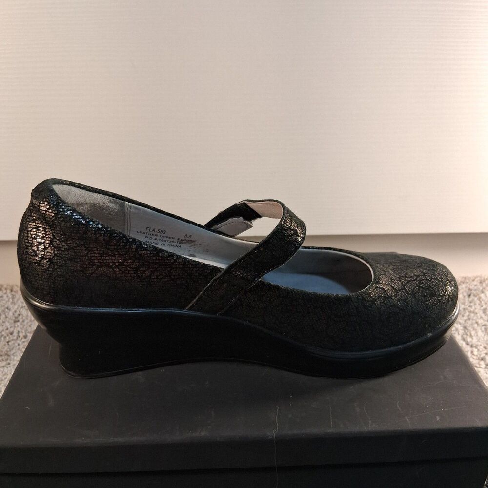Alegria Flair Pewter Florette Mary Jane Wedge Pumps Women's Size 8.5 - Picture 5 of 13